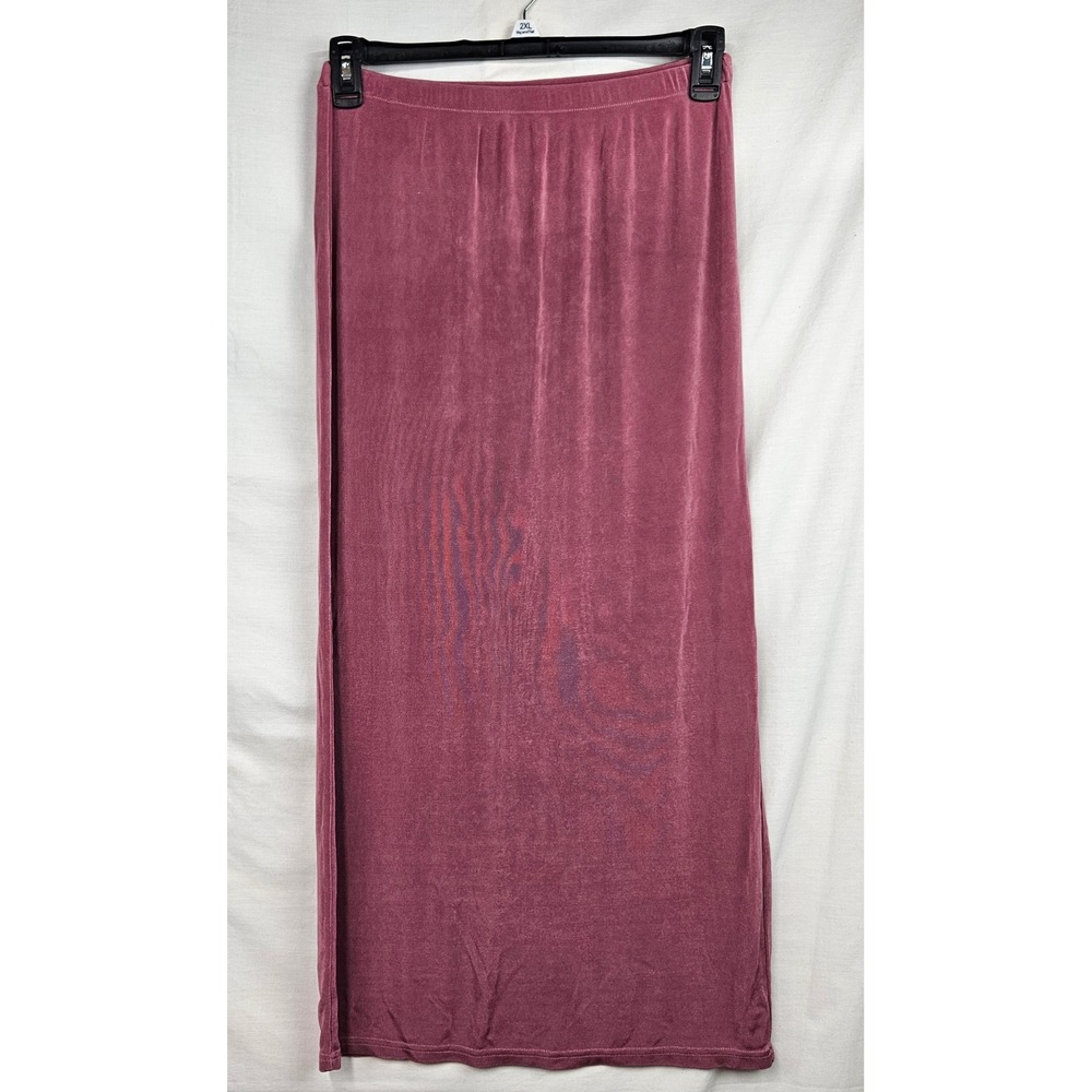 Citiknits Women Dusty Rose Pink Maxi Skirt Small Acetate Blend Stretch Feminine